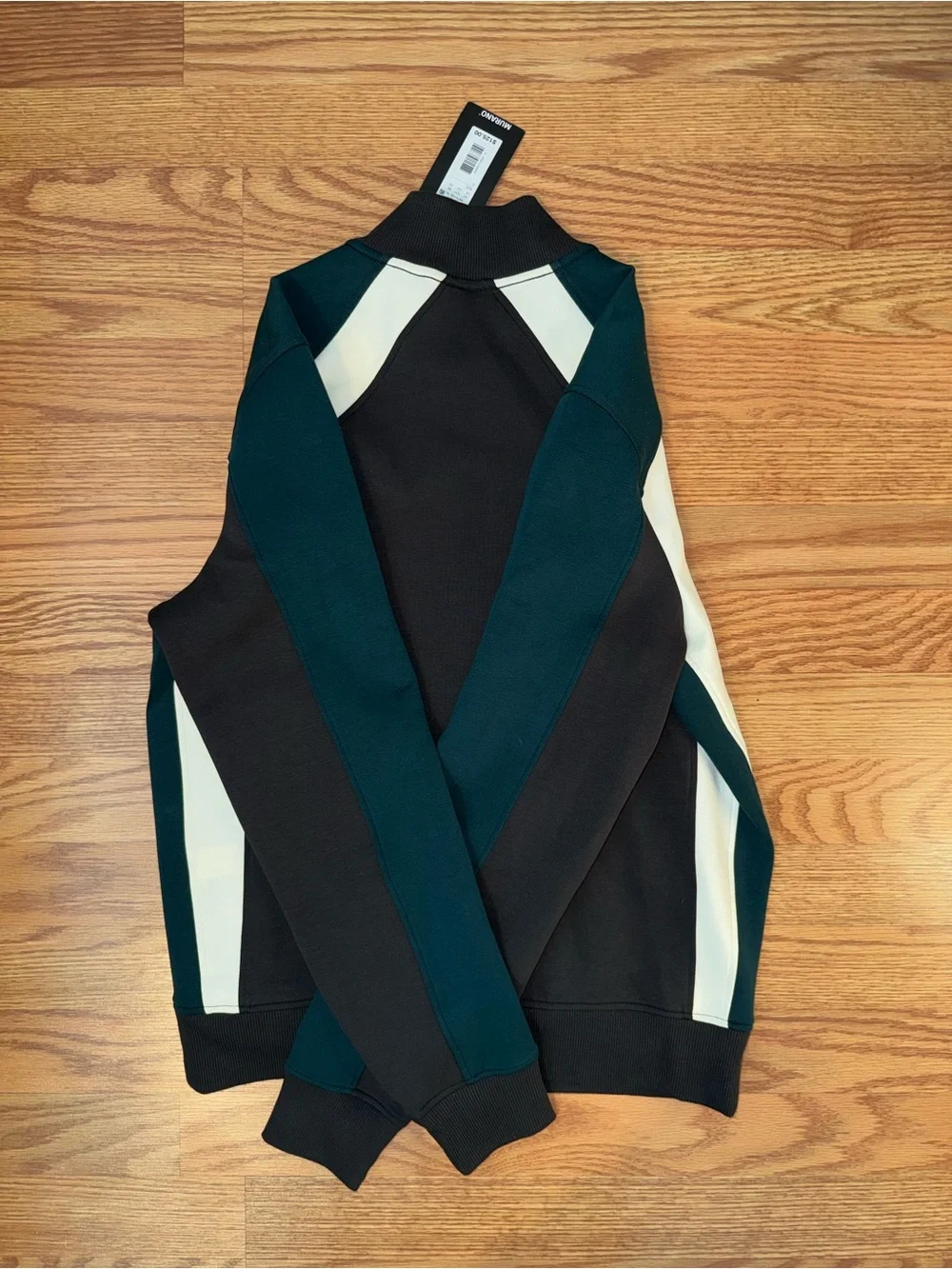 Men's Colorblock Zip-Front Sweater Jacket - Black & Teal